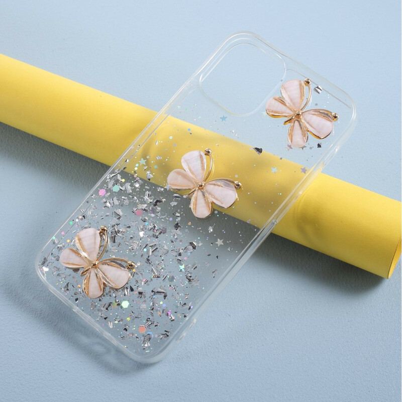 Cover iPhone 12 Mini 3d Sommerfugle Pailletter