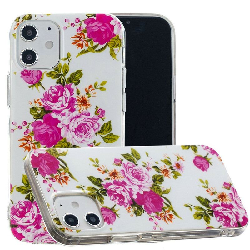 Cover iPhone 12 Mini Fluorescerende Liberty-blomster