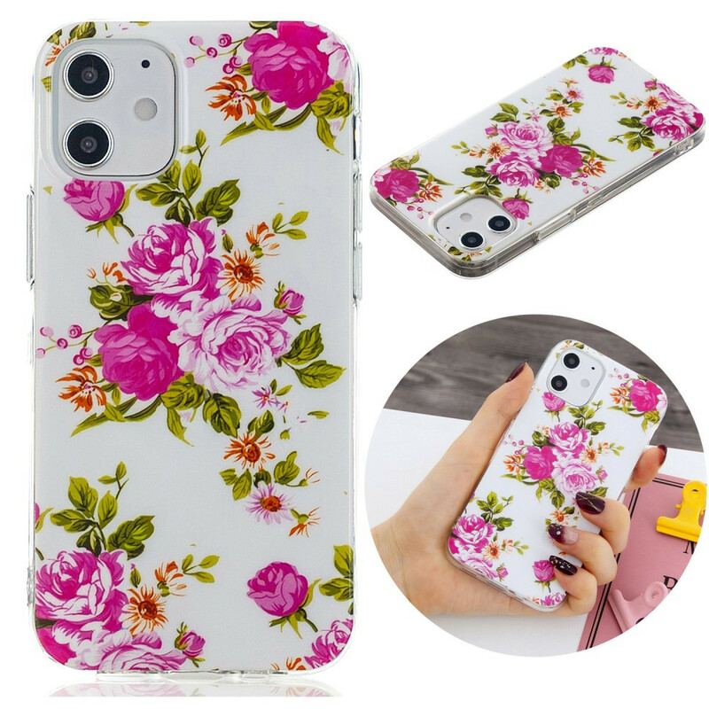 Cover iPhone 12 Mini Fluorescerende Liberty-blomster