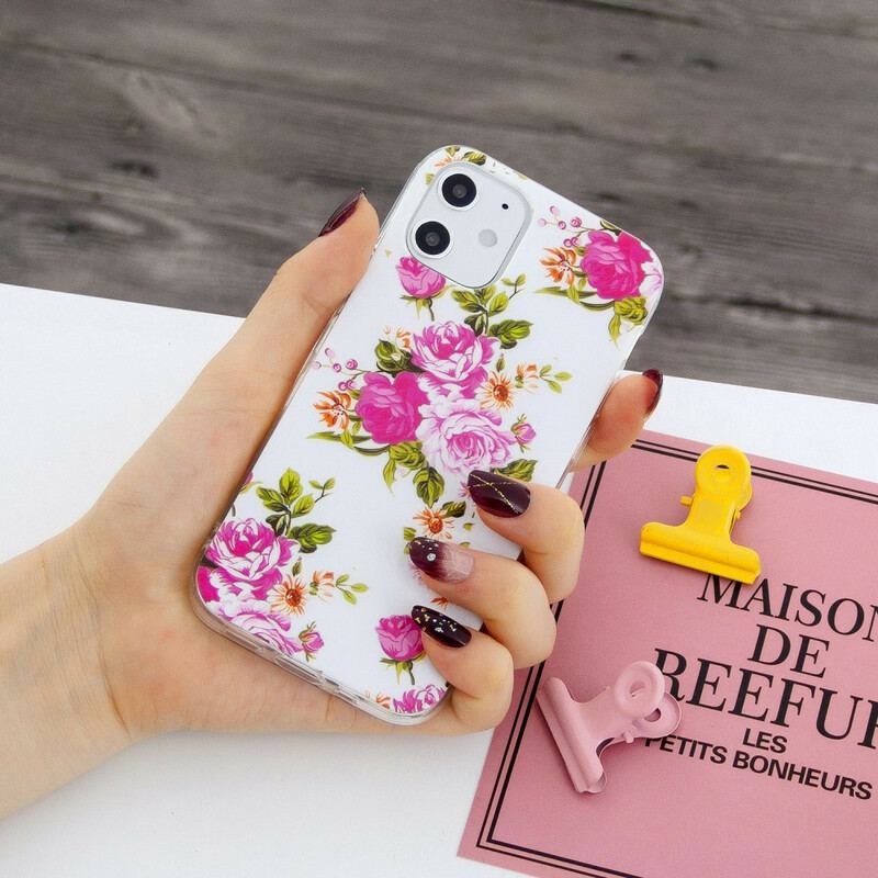 Cover iPhone 12 Mini Fluorescerende Liberty-blomster