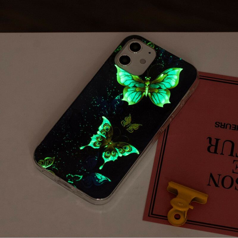 Cover iPhone 12 Mini Fluorescerende Sommerfugle-serien