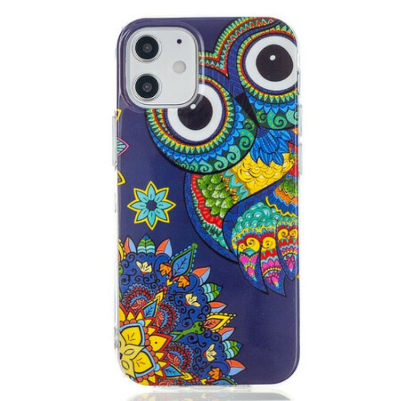 Cover iPhone 12 Mini Fluorescerende Ugle Mandala