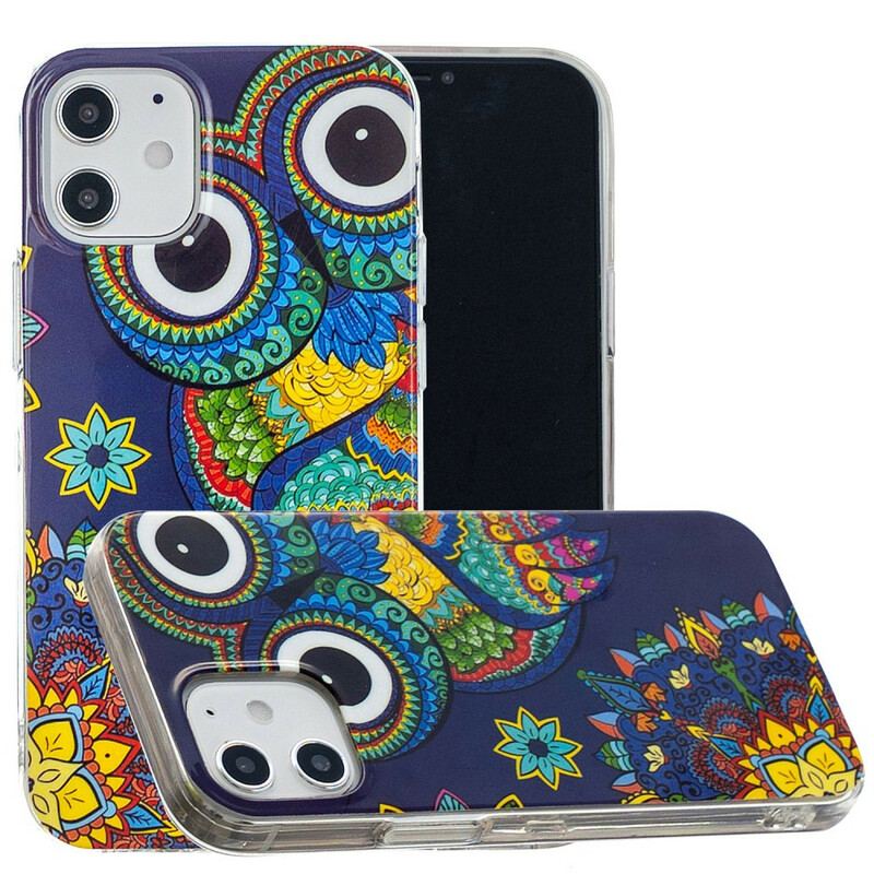 Cover iPhone 12 Mini Fluorescerende Ugle Mandala