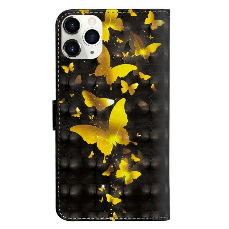 Flip Cover iPhone 12 Mini Gule Sommerfugle