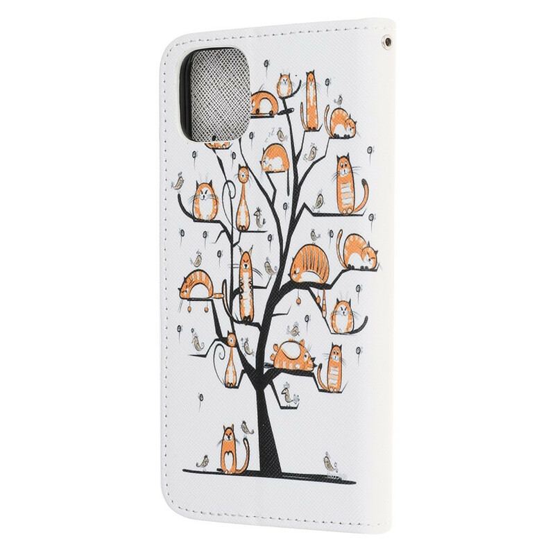 Flip Cover iPhone 12 Mini Med Snor Funky Cats Med Rem