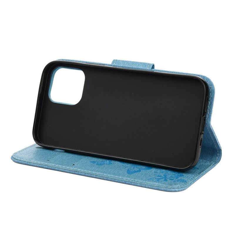 Flip Cover iPhone 12 Mini Med Snor Pragtfulde Stropsommerfugle