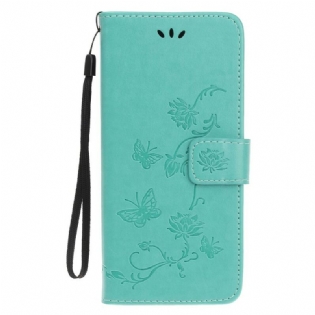 Flip Cover iPhone 12 Mini Med Snor Strappy Floral