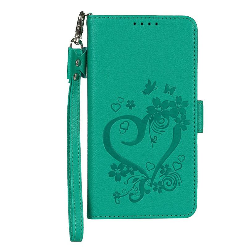 Flip Cover iPhone 12 Mini Med Snor Strappy Heart