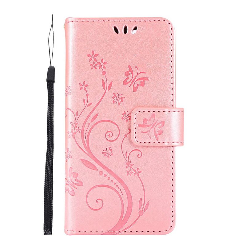 Flip Cover iPhone 12 Mini Sommerfugle Og Blomstersnor