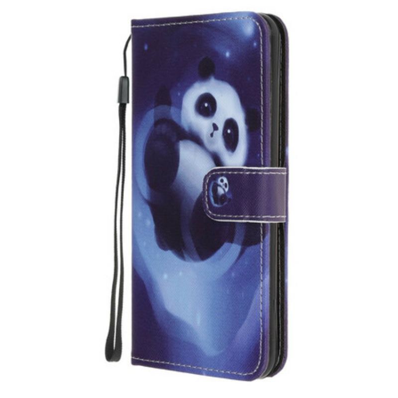 Læder Cover iPhone 12 Mini Med Snor Panda Space Med Snor