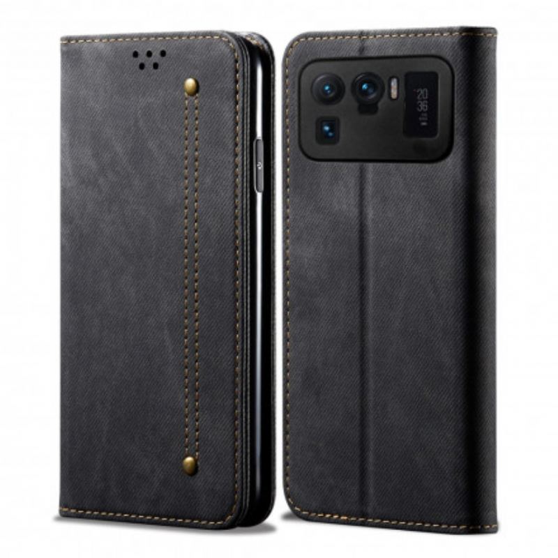 Cover Xiaomi Mi 11 Ultra Flip Cover Tekstur På Jeans I Imiteret Læder