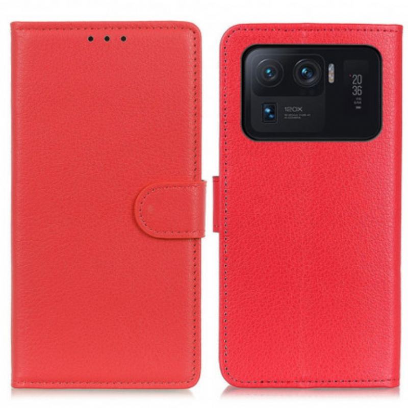 Flip Cover Xiaomi Mi 11 Ultra Klassisk Litchi Imiteret Læder