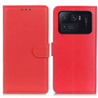 Flip Cover Xiaomi Mi 11 Ultra Klassisk Litchi Imiteret Læder