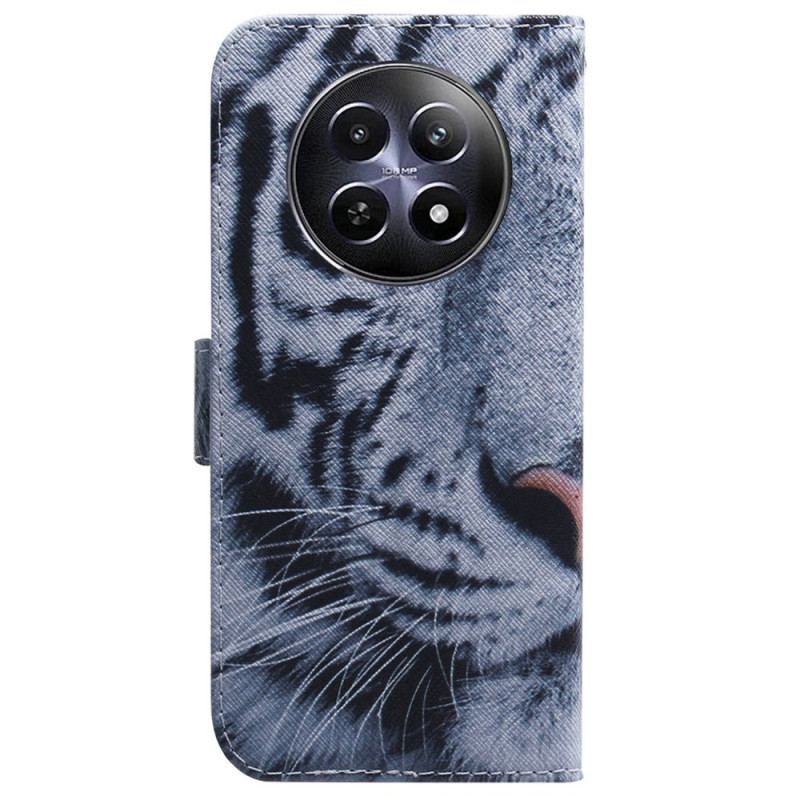 Læder Cover Realme 12 / 12x 5g Telefon Etui Hvid Tiger