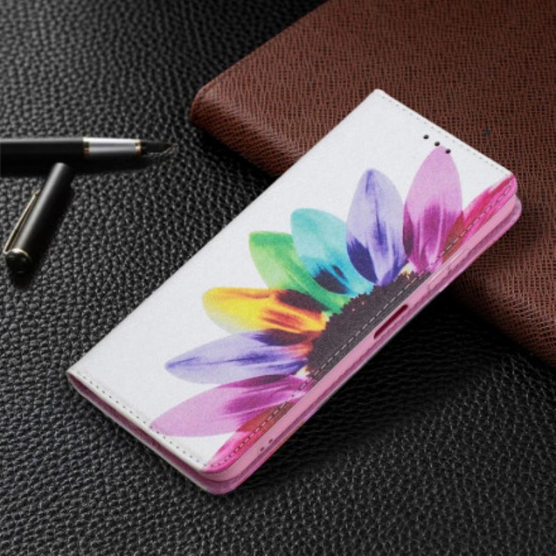 Cover Samsung Galaxy A22 5G Flip Cover Akvarel Blomst