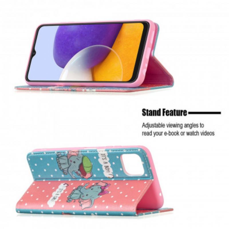 Cover Samsung Galaxy A22 5G Flip Cover Baby Elefanter