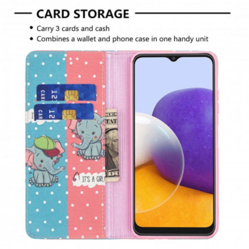 Cover Samsung Galaxy A22 5G Flip Cover Baby Elefanter