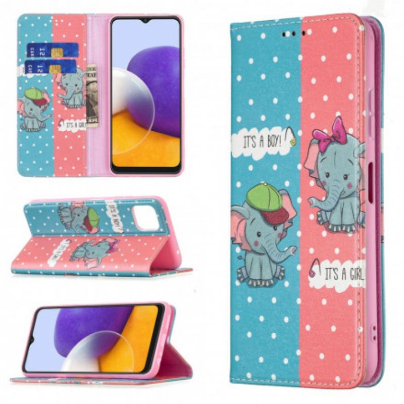 Cover Samsung Galaxy A22 5G Flip Cover Baby Elefanter