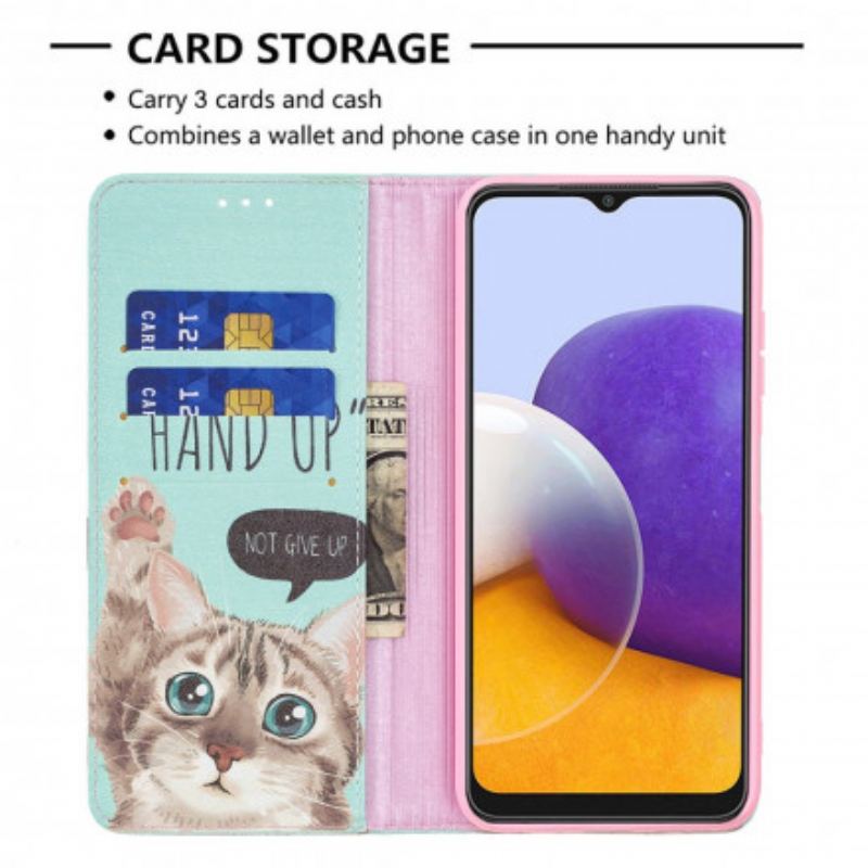 Cover Samsung Galaxy A22 5G Flip Cover Hånden Op