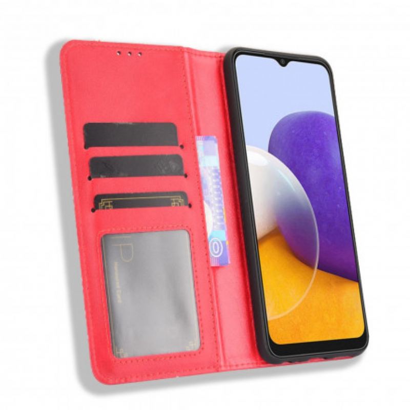 Cover Samsung Galaxy A22 5G Flip Cover Stiliseret Vintage Lædereffekt