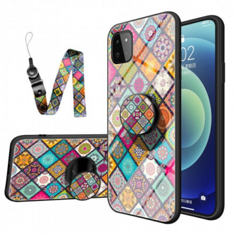 Cover Samsung Galaxy A22 5G Patchwork Magnetisk Holder