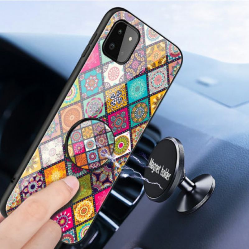 Cover Samsung Galaxy A22 5G Patchwork Magnetisk Holder