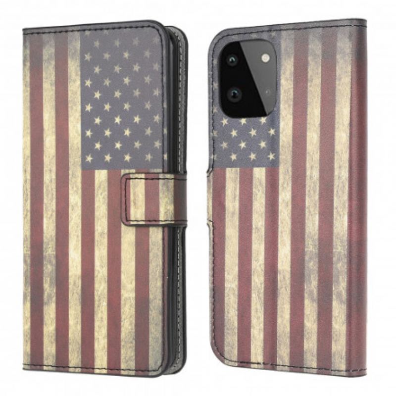 Flip Cover Samsung Galaxy A22 5G Amerikansk Flag