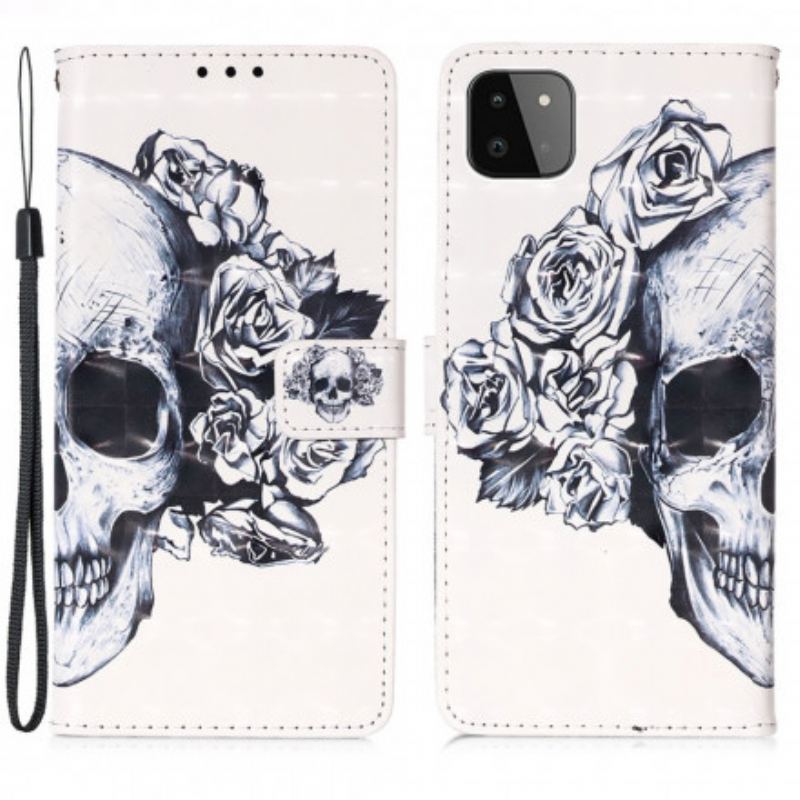 Flip Cover Samsung Galaxy A22 5G Blomstrende Kranie