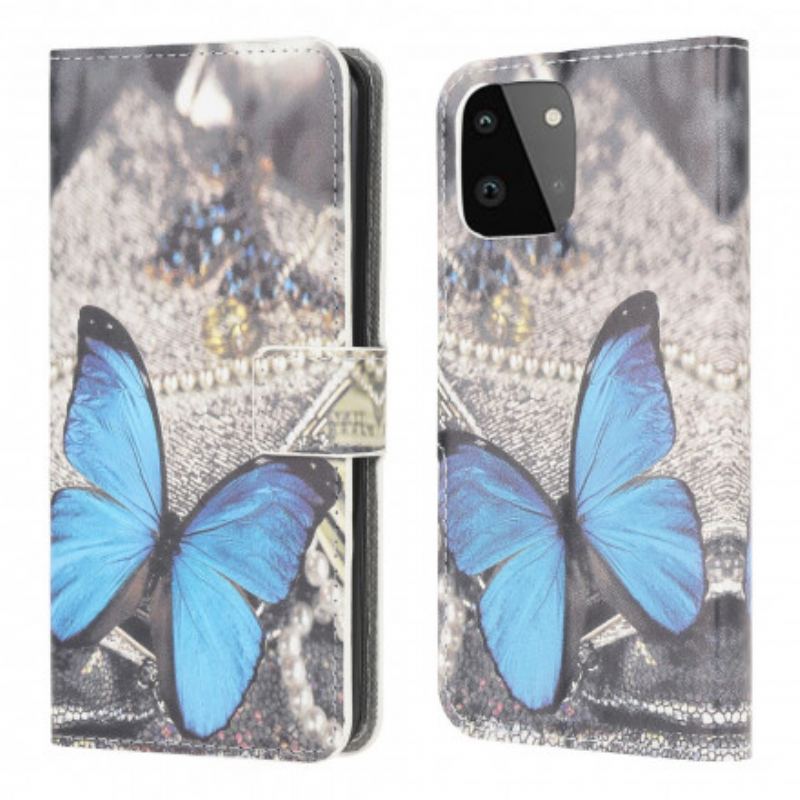 Flip Cover Samsung Galaxy A22 5G Butterfly Prestige Blå