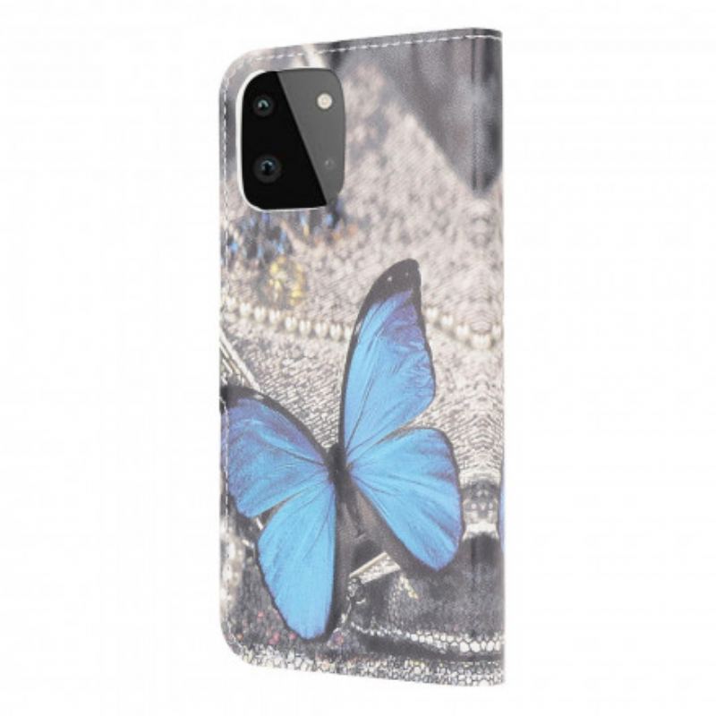 Flip Cover Samsung Galaxy A22 5G Butterfly Prestige Blå