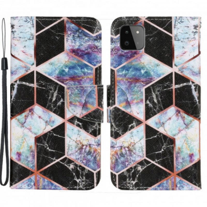 Flip Cover Samsung Galaxy A22 5G Geometrisk Marmor