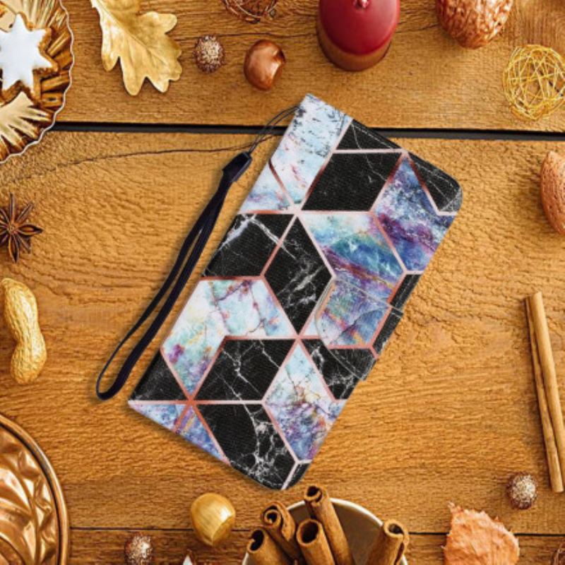 Flip Cover Samsung Galaxy A22 5G Geometrisk Marmor