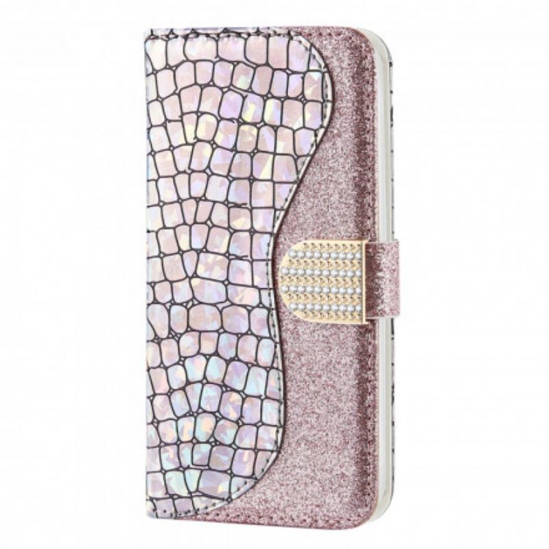 Flip Cover Samsung Galaxy A22 5G Krokodille Diamanter