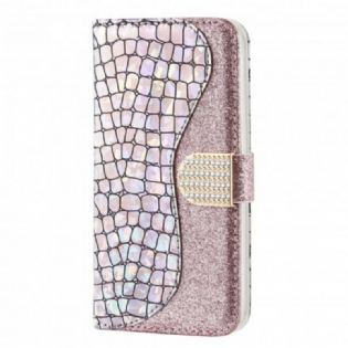 Flip Cover Samsung Galaxy A22 5G Krokodille Diamanter