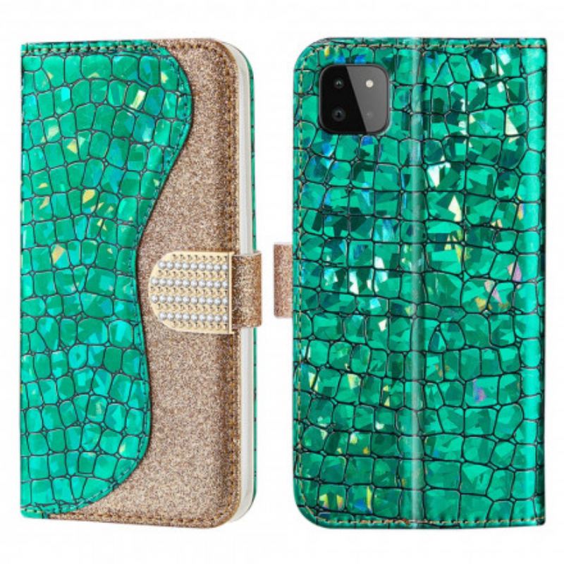 Flip Cover Samsung Galaxy A22 5G Krokodille Diamanter