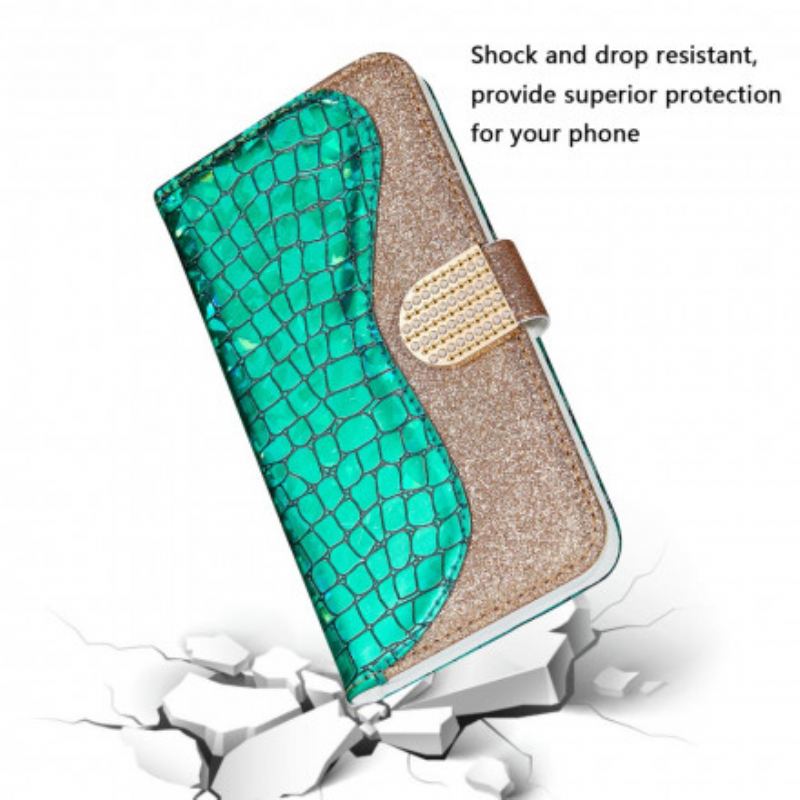 Flip Cover Samsung Galaxy A22 5G Krokodille Diamanter
