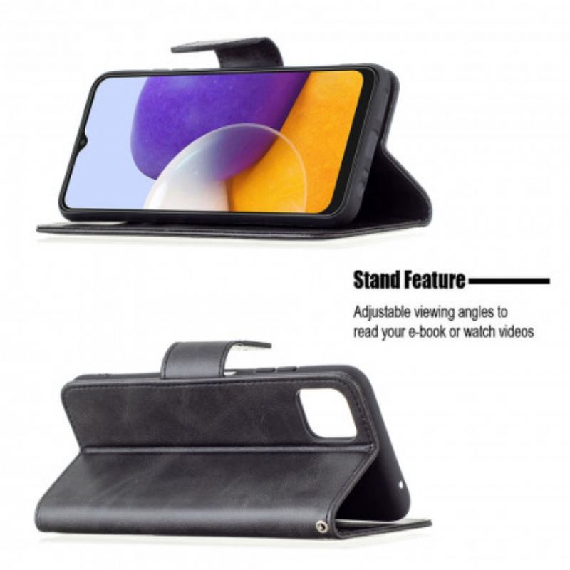 Flip Cover Samsung Galaxy A22 5G Læder Cover Glat Flap Skrå