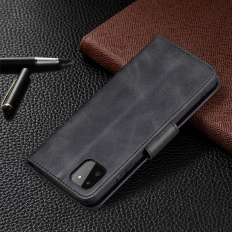 Flip Cover Samsung Galaxy A22 5G Læder Cover Glat Flap Skrå