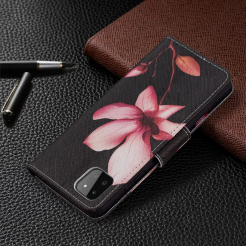 Flip Cover Samsung Galaxy A22 5G Lyserød Blomst