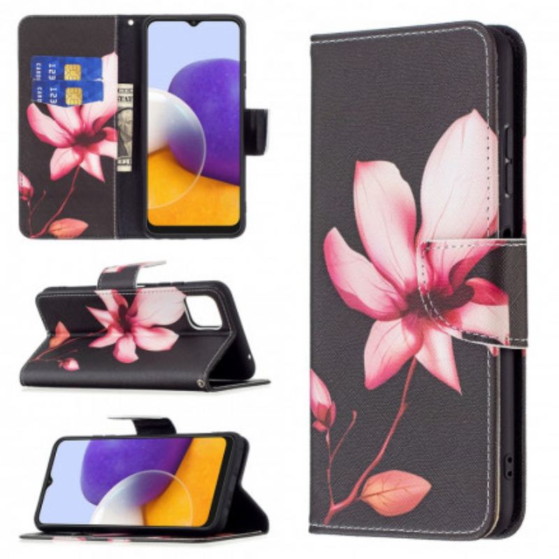 Flip Cover Samsung Galaxy A22 5G Lyserød Blomst