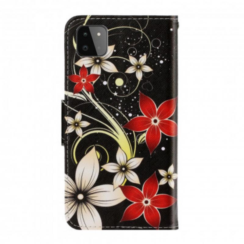 Flip Cover Samsung Galaxy A22 5G Med Snor Farverige Strappy Blomster