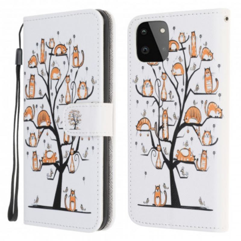 Flip Cover Samsung Galaxy A22 5G Med Snor Funky Cats Med Rem