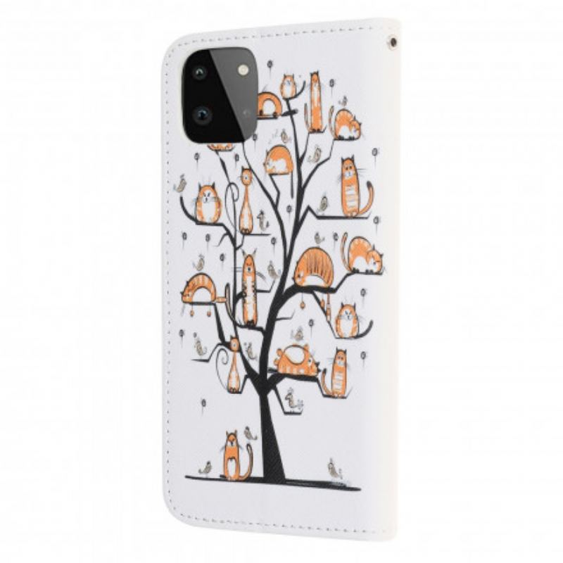 Flip Cover Samsung Galaxy A22 5G Med Snor Funky Cats Med Rem