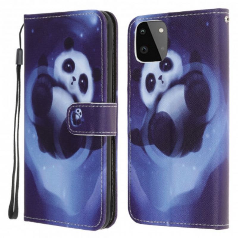 Flip Cover Samsung Galaxy A22 5G Med Snor Panda Space Med Snor