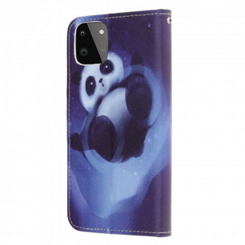 Flip Cover Samsung Galaxy A22 5G Med Snor Panda Space Med Snor