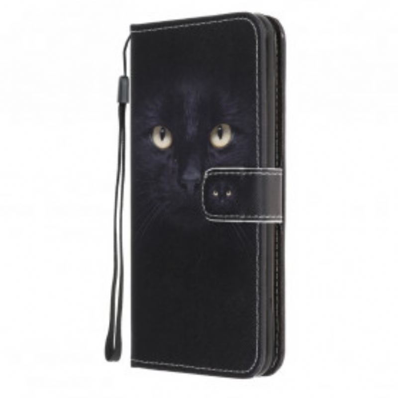 Flip Cover Samsung Galaxy A22 5G Med Snor Strappy Black Cat Eyes