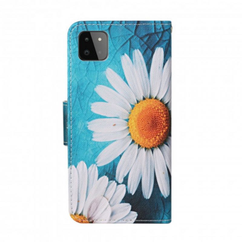 Flip Cover Samsung Galaxy A22 5G Mesterlige Blomster Med Rem