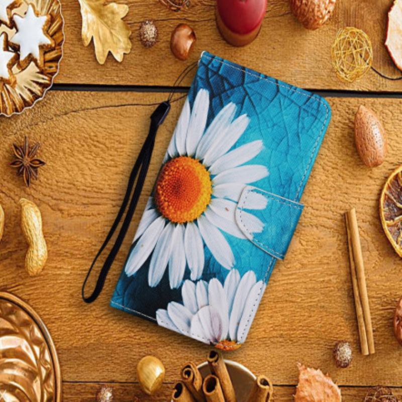 Flip Cover Samsung Galaxy A22 5G Mesterlige Blomster Med Rem