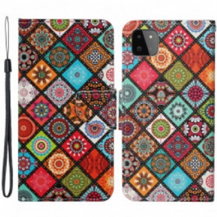 Flip Cover Samsung Galaxy A22 5G Patchwork Mandalaer Med Snor