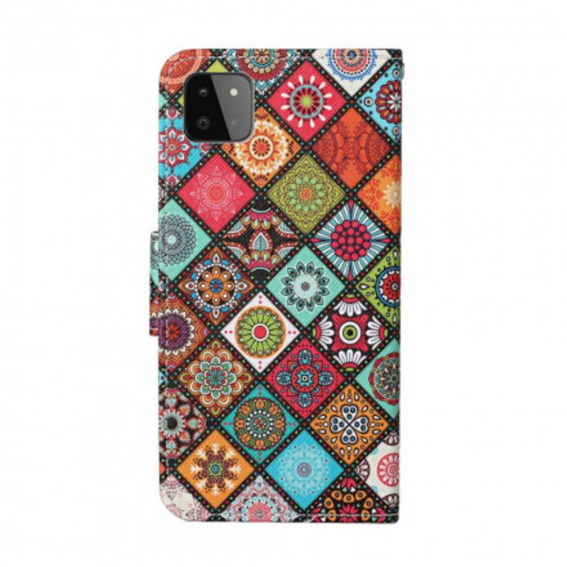 Flip Cover Samsung Galaxy A22 5G Patchwork Mandalaer Med Snor